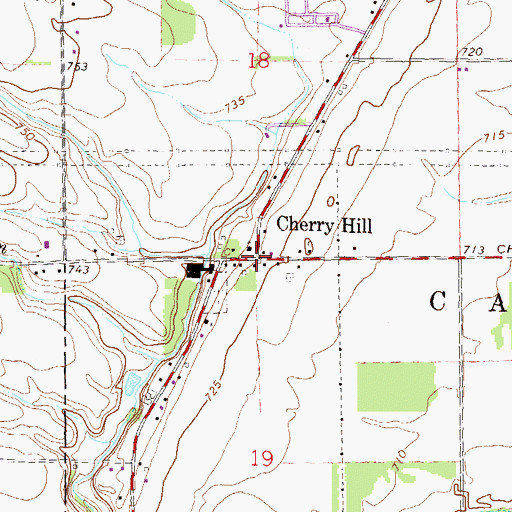Topographic Map of Cherry Hill, MI