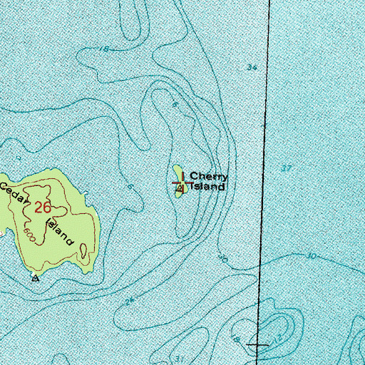 Topographic Map of Cherry Island, MI