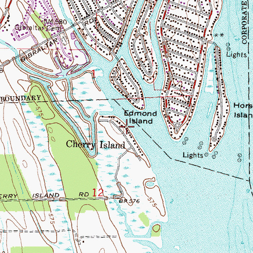 Topographic Map of Cherry Island, MI