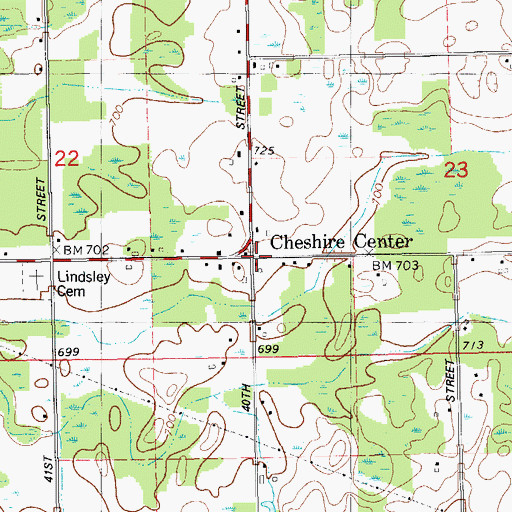 Topographic Map of Cheshire Center, MI