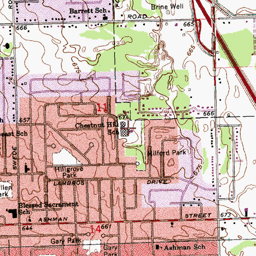 Topographic Map of Chestnut Hill School, MI