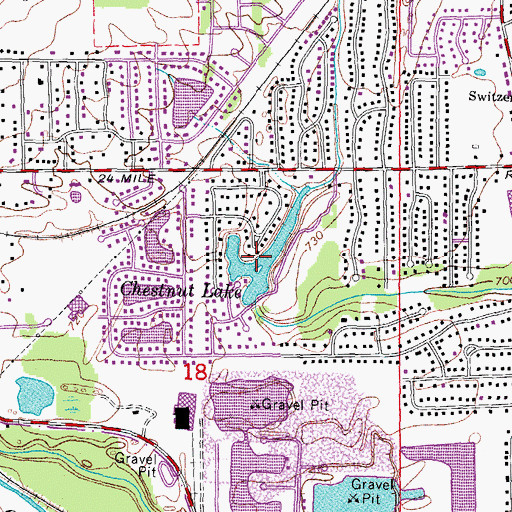 Topographic Map of Chestnut Lake, MI