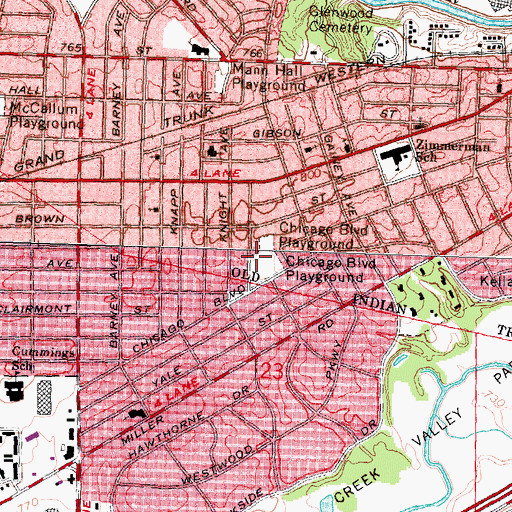 Topographic Map of Chicago Blvd Playground, MI