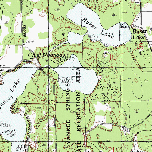 Topographic Map of Chief Noonday Lake, MI