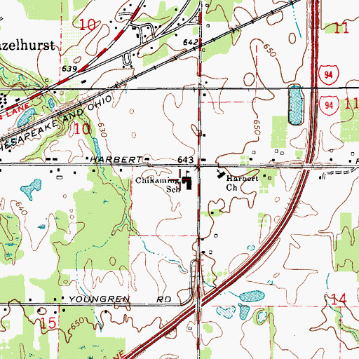 Topographic Map of Chikaming School, MI