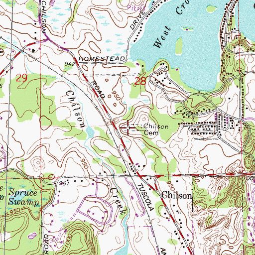 Topographic Map of Chilson Hills Cemetery, MI