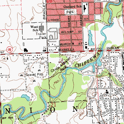 Topographic Map of Chipp-A-Water Park, MI