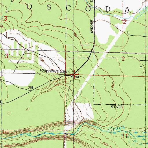 Topographic Map of Chippewa Cemetery, MI