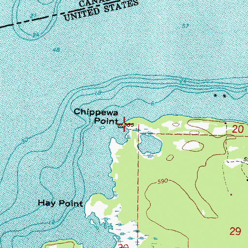 Topographic Map of Chippewa Point, MI