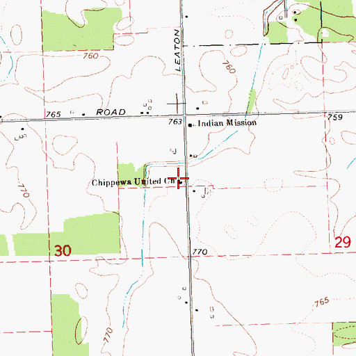 Topographic Map of Chippewa United Church, MI