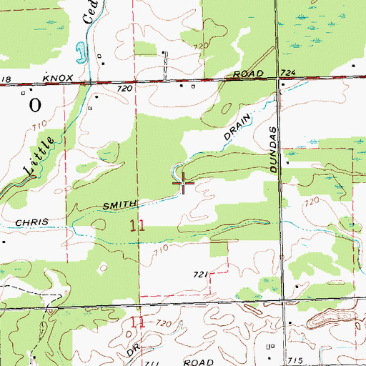 Topographic Map of Chris Smith Drain, MI