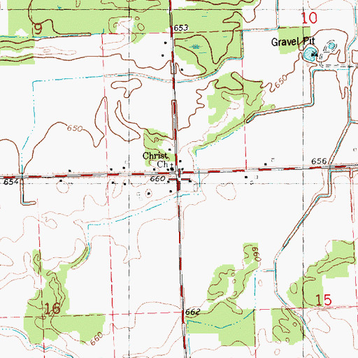 Topographic Map of Christ Church, MI