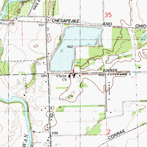 Topographic Map of Christ Church, MI