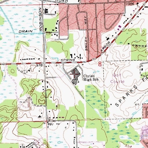 Topographic Map of Christi High School, MI