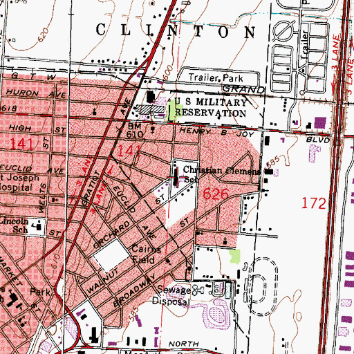 Topographic Map of Christian Clemens School, MI