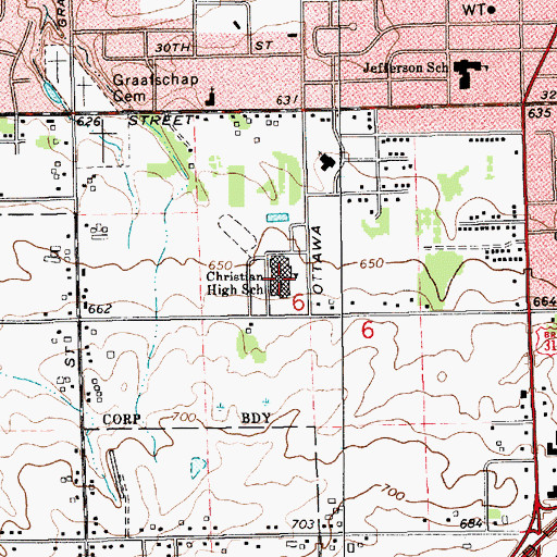 Topographic Map of Christian High School, MI