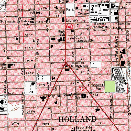Topographic Map of Christian Junior High School, MI