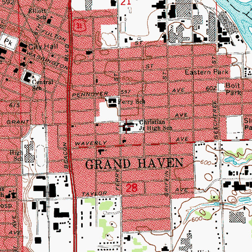 Topographic Map of Christian Junior High School, MI