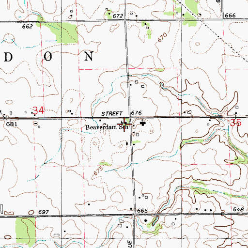 Topographic Map of Beaverdam School, MI
