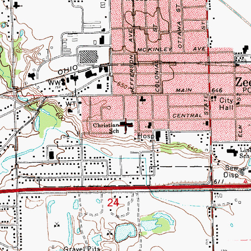 Topographic Map of Zeeland Christian School, MI