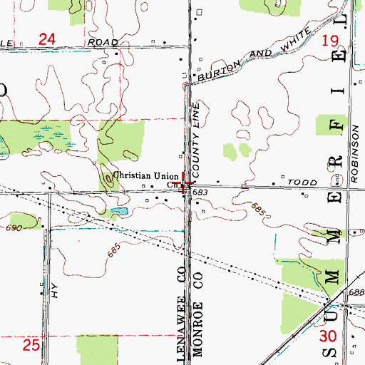 Topographic Map of Christian Union Church, MI