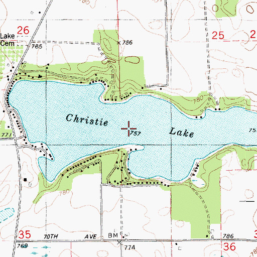 Topographic Map of Christie Lake, MI
