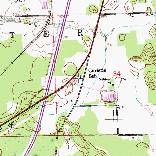Topographic Map of Christie School, MI