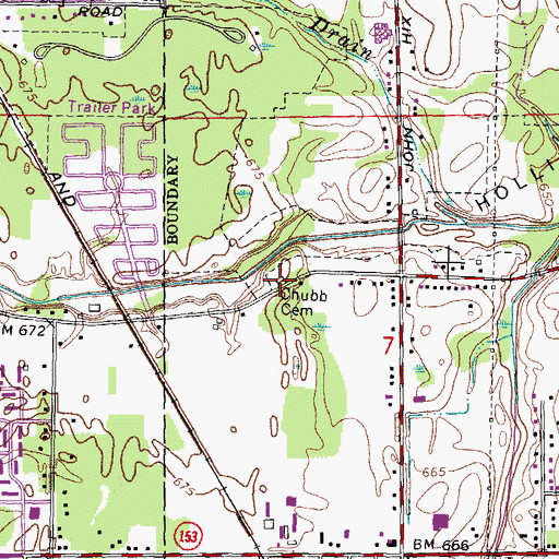Topographic Map of Chubb Cemetery, MI