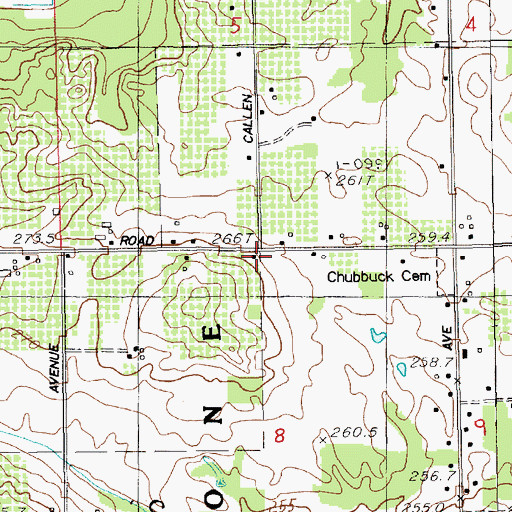 Topographic Map of Chubbuck School, MI