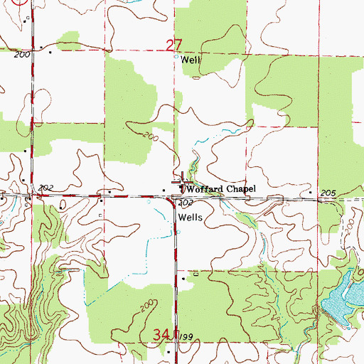 Topographic Map of Wofford Cemetery, AR
