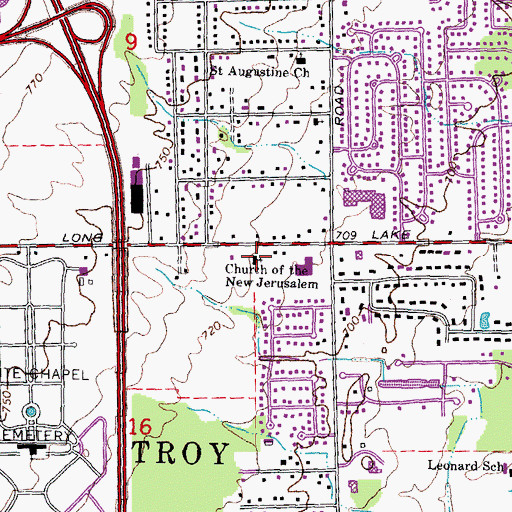 Topographic Map of Church of the New Jerusalem, MI