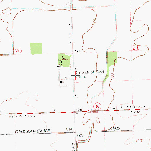 Topographic Map of Church of God Camp, MI