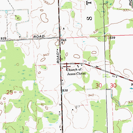 Topographic Map of Church of Jesus Christ, MI