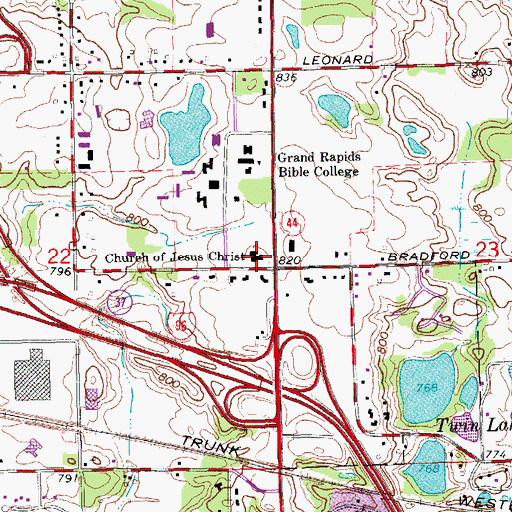 Topographic Map of Church of Jesus Christ, MI