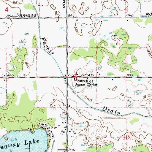Topographic Map of Church of Jesus Christ, MI