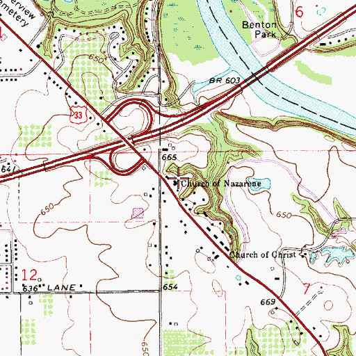 Topographic Map of Church of Nazarene, MI