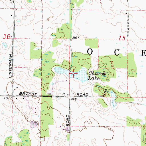 Topographic Map of Church Lake, MI