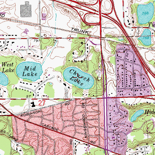 Topographic Map of Church Lake, MI