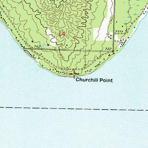 Topographic Map of Churchill Point, MI