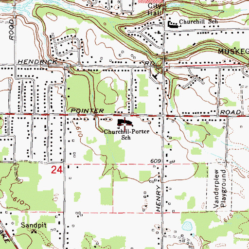 Topographic Map of Churchill-Porter School, MI
