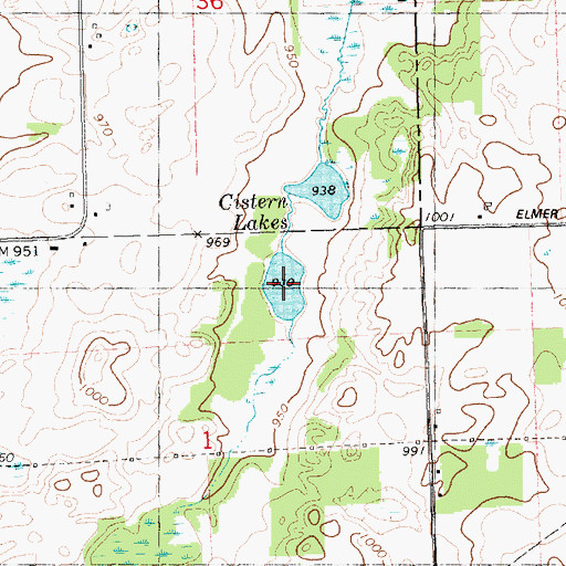 Topographic Map of Cistern Lakes, MI