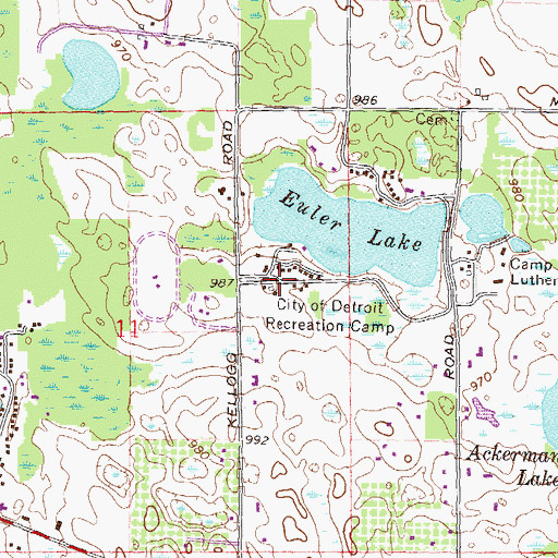 Topographic Map of City of Detroit Recreation Camp, MI