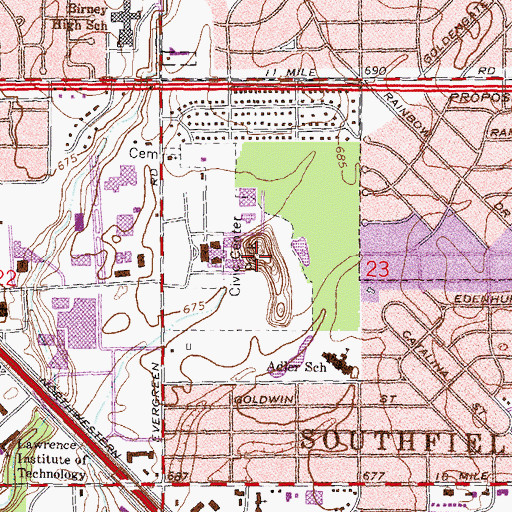 Topographic Map of Civic Center Park, MI