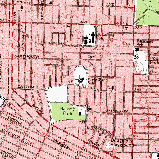 Topographic Map of Civic Park School, MI