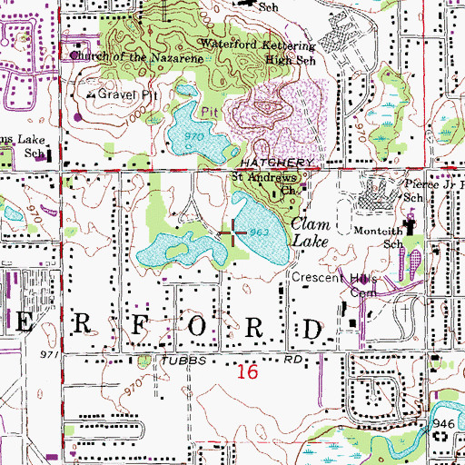 Topographic Map of Clam Lake, MI