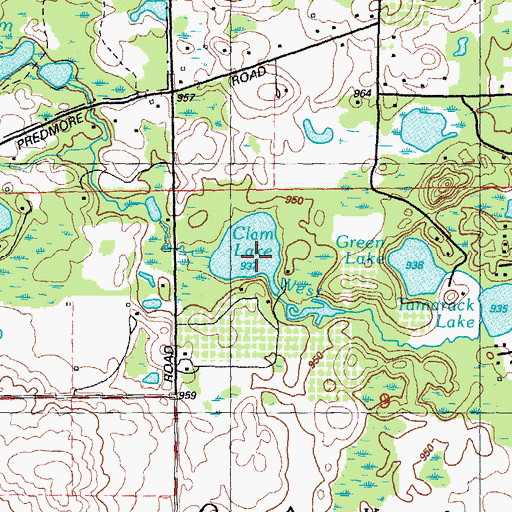 Topographic Map of Clam Lake, MI