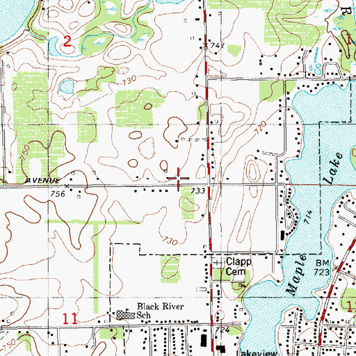 Topographic Map of Clapp School, MI