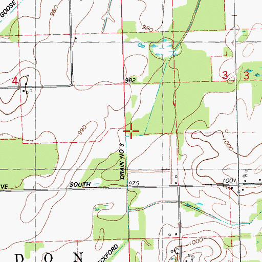 Topographic Map of Clarendon and Eckford Drain Number Three, MI