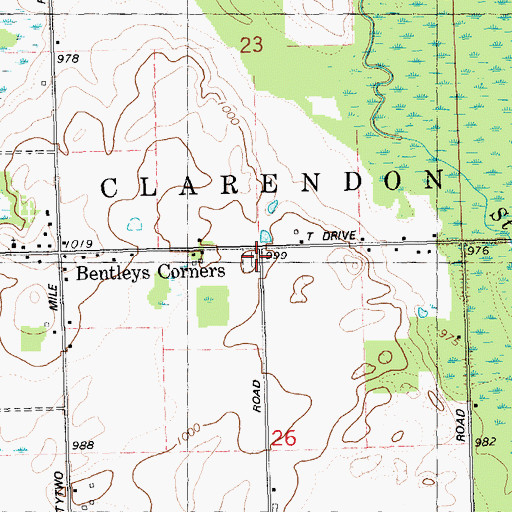 Topographic Map of Clarendon Cemetery, MI