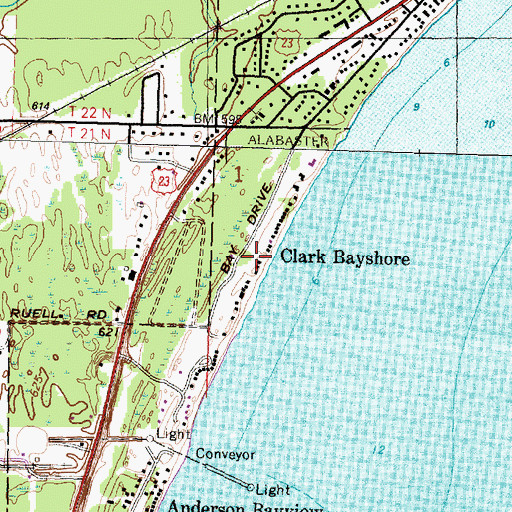 Topographic Map of Clark Bayshore, MI